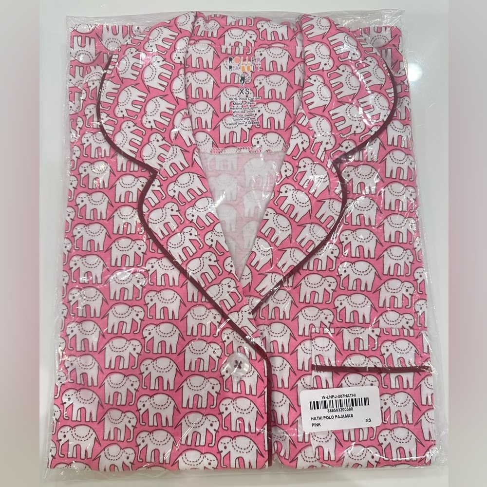 Roller Rabbit Pink Elephant Print Pajama Set work twice